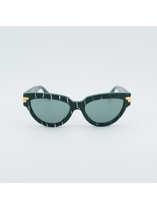 Bottega Veneta BV1035S 004 Sunglasses Green Cat Eye Frame, Green Lenses